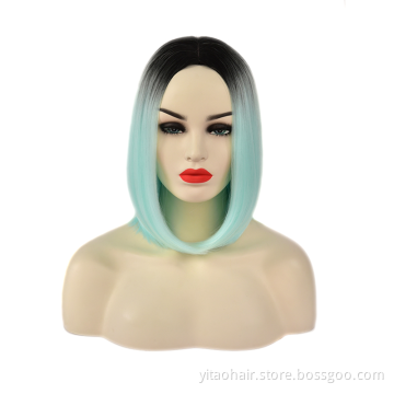 Synthetic Lace Front Hair Wig Blonde Long Straight Razer French Style Technique Wave Color Small Weight Material Silky Brown tou